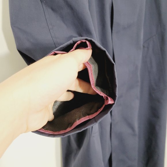 Weatherman Vintage Navy Blue Cotton Blend Full Length Trench Coat Jacket Lined - Picture 4 of 14